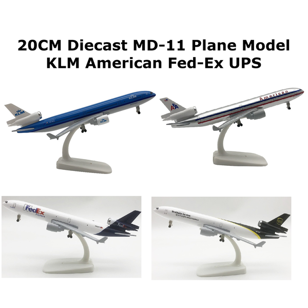 Alloy McDonnell Douglas MD-11 Plane Model Fedex UPS KLM Americian Airlines 20cm