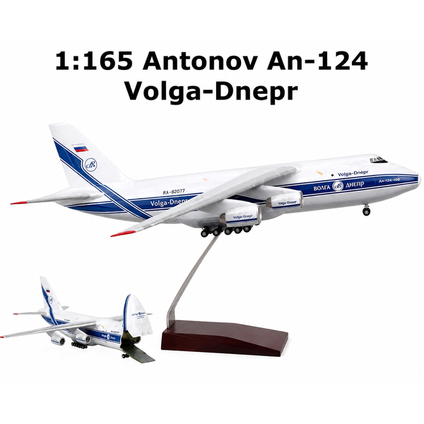 1:165 Russian Antonov An-124 Volga-Dnepr Cargo Plane Model Open Cargo Ramp 42cm