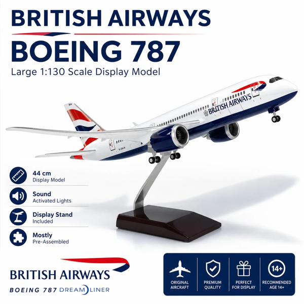 1:130 British Airways Boeing 787 Plane Model Land Gear Wheel Aircraft Model 43cm