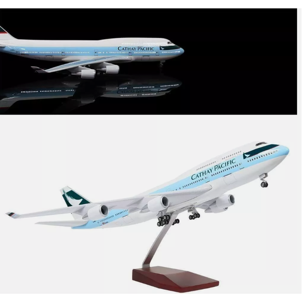1:160 Cathay Pacific B747 Plane Model / LED Light &amp; Wheel Boeing Aircraft Model