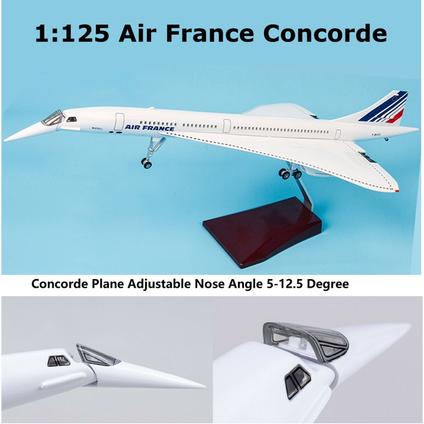 1:125 Air France Concorde Plane Model Resin Aircraft Model Adjustable Nose 50cm