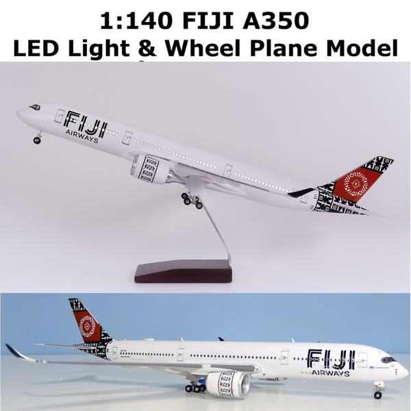 1:140 Fiji Air A350 Plane Model / LED Light &amp; Wheel Resin Aircraft Model 47cm