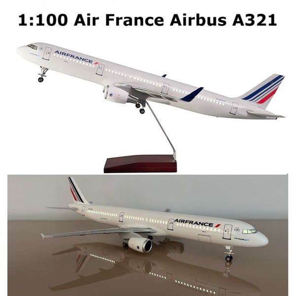 1:100 Air France A321 Plane Model LED Light &amp; Wheel Airbus Aircraft Model 45cm 