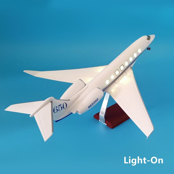 1:66 Gulfstream G650 Plane Model Business Private Jet Aircraft Model Led Light 