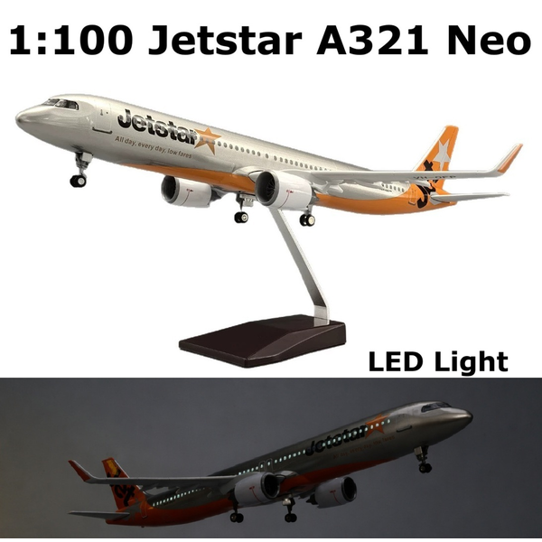 1:100 Jetstar Airways A321 Neo Plane Model / LED Light Wheel Aircraft Model 47cm