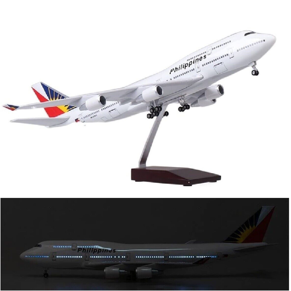 1:160 Philippines Air B747 Plane Model / LED Light &amp; Wheel Aircraft Model 47cm