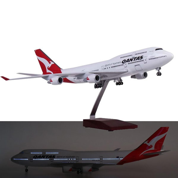 1:160 Fly Kangaroo Qantas B747 Plane Model / LED Light &amp; Wheel Aircraft Model
