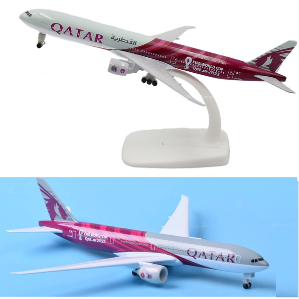 1:360 Qatar Airways Boeing 777 2022 World Cup Editon Diecast Aircraft Model 20cm