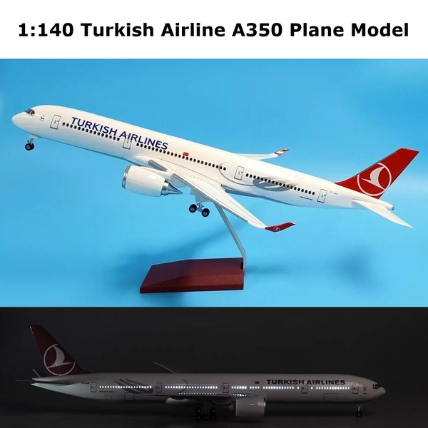 1:140 Turkish Airline A350 Plane Model / LED Light Wheel Airbus Aircraft Model-WOWMART