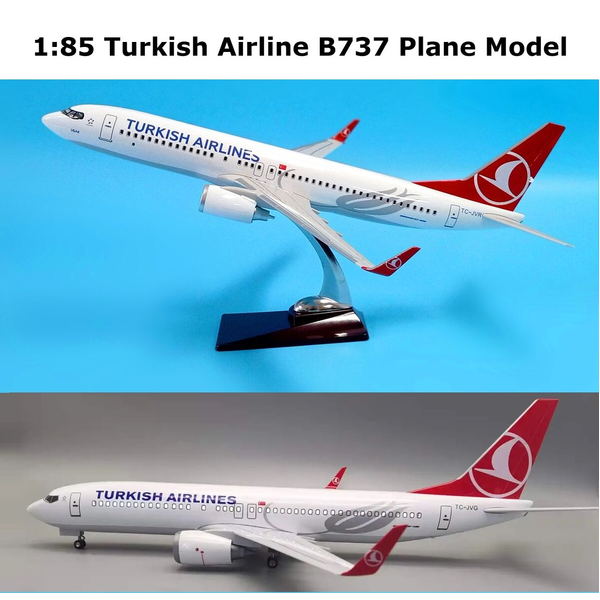1:85 Turkish Airline B737 Plane Model / LED Light Wheel Boeing Aircraft Model
