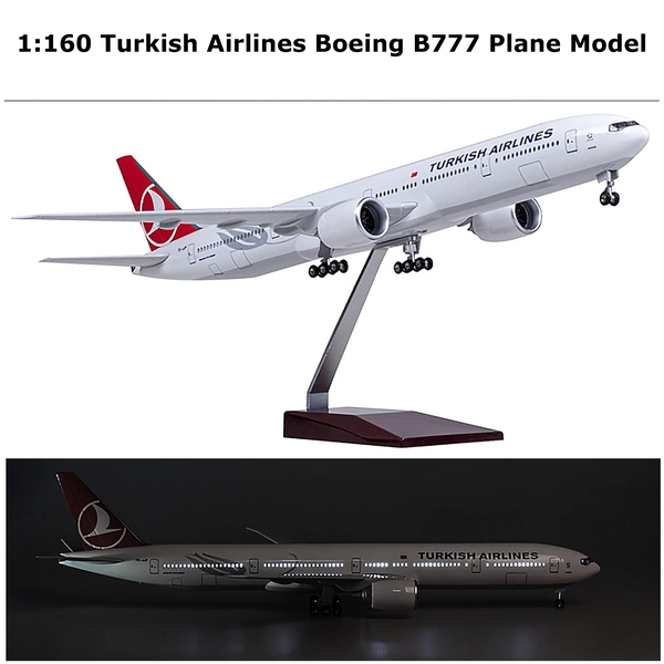 1:160 Turkish Airline B777 Plane Model / LED Light Wheel Boeing Aircraft Model
