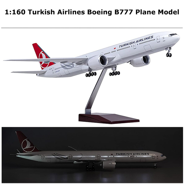 1:160 Turkish Airline B777 Plane Model / LED Light Wheel Boeing Aircraft Model