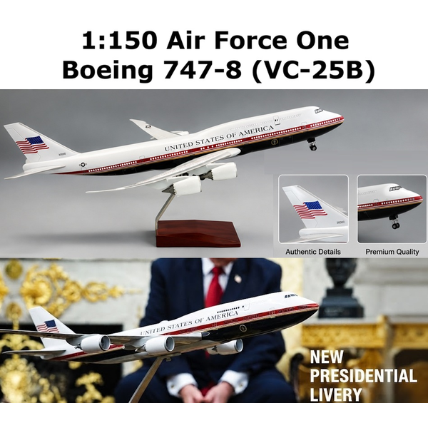 1:150 US Air Force One Boeing 747-8 Airplane Model New Presidential Livery 47cm