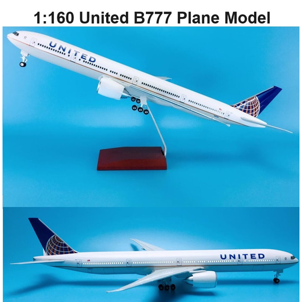 1:160 United Airways Boeing 777 Plane Model / LED Light &amp; Wheels Aircraft Model
