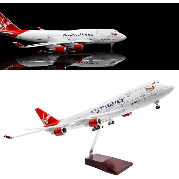 1:160 Virgin Atlantic B747 Plane Model / LED Light &amp; Wheel Boeing Aircraft Model