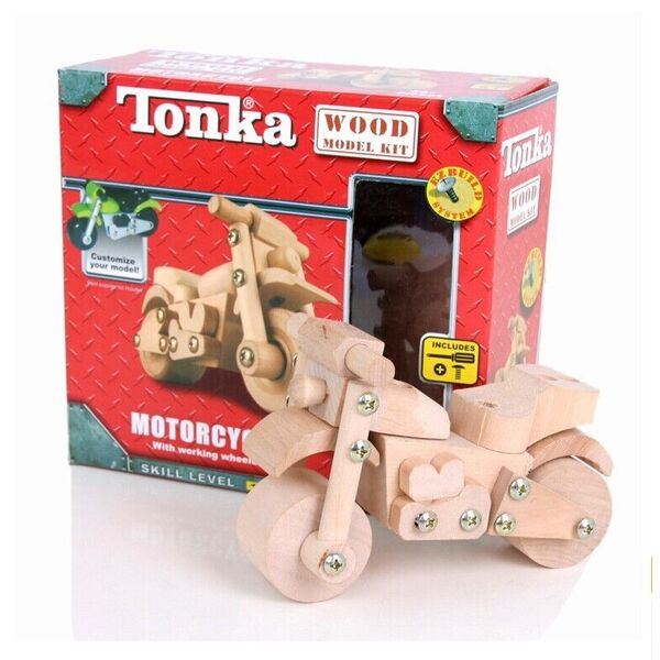 New Kid Craft DIY 3D Model Wooden Construction Toy TONKA Motorbike (40+ Pcs) -