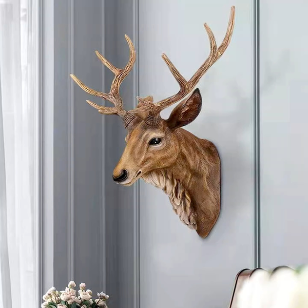 New Home Decor Wall Mount Sculpture Resin Stage Deer Head Antlers Display Model 40-60cm
