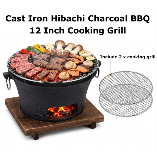 Portable Cast Iron Japanese Hibachi Charcoal BBQ Grill Fire Pit Korean BBQ Grill