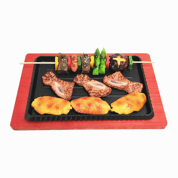 Cast Iron Sizzling Teppanyaki Steak Hot Serving Plate BBQ Grill Gratin Dish Tray - 25x17 cm