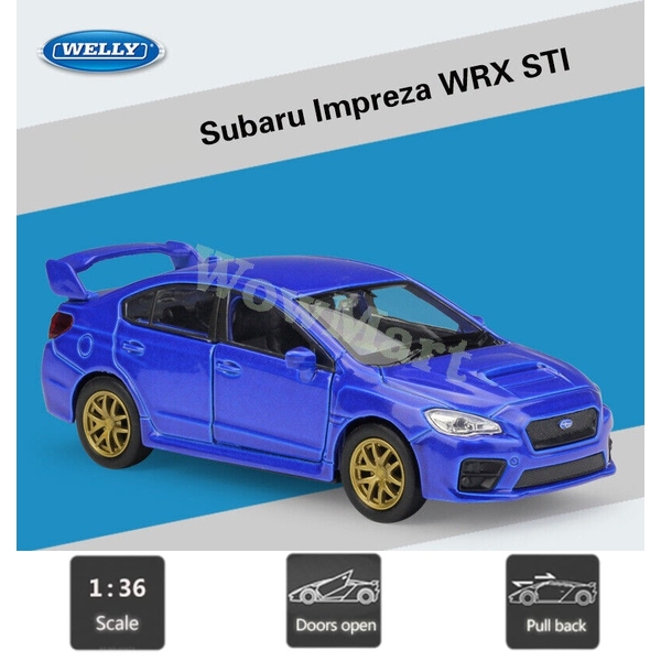 1:36 Welly SUBARU IMPREZA WRX STI Diecast Car Model Collector Pull Back Car Toy