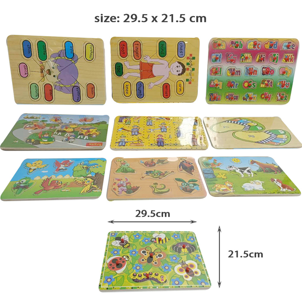 Kid Wooden Jigsaw Puzzle Early Educational Toy Alphabet Tool Body Puzzle 10 Pcs