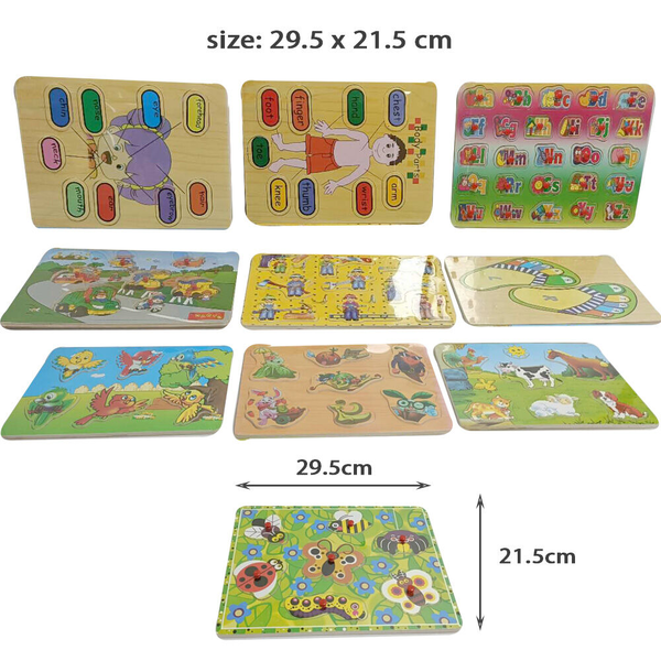 Kid Wooden Jigsaw Puzzle Early Educational Toy Alphabet Tool Body Puzzle 10 Pcs