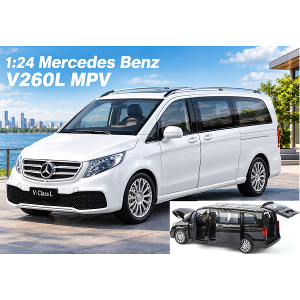 1:24 Mercedes Benz V260L MPV Car Van Model Sound Light Diecast Model Car Toy
