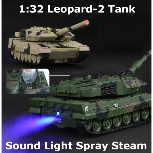 1:32 German Leopard 2 Main Battle Tank Model Sound Light Mist Spray Military Toy
