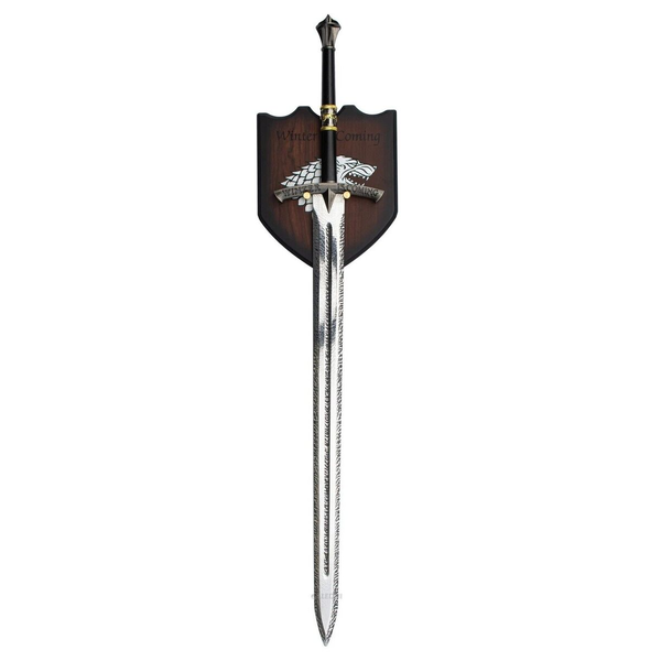 1:1 Metal Game of Thrones ICE EDDARD STARK'S Sword &amp; Wall Plaque Replica 45 Inch