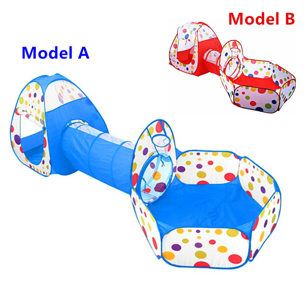 Kid Toddler 3-In-1 Pop Up Play Tent Tunnel Ball Pit Set Cubby Playhouse 2-Option -