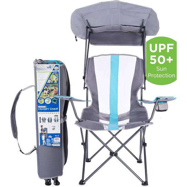 Kelsyus Premium Folding Portable Camping Canopy Chair with 50+ UPF &amp; Cup Holder
