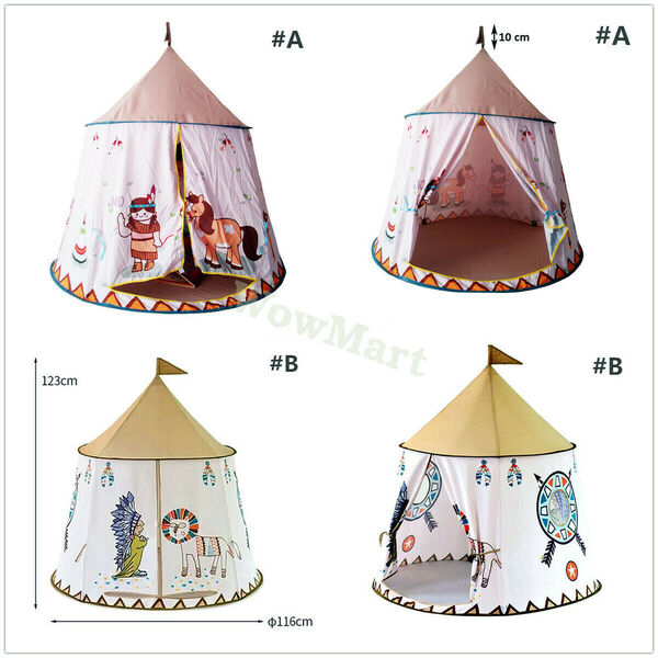 Kid Indian Teepee Wigwam Pop Up Play Tent Outdoor Indoor Playhouse 115x120cm -